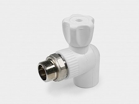 Кран PP-R шаровой Дн25 х3/4" НР для радиатора угловой (60/10) ПК Контур